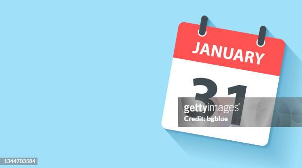 31. januar - tageskalender icon im flat design style - zahl 31 stock-grafiken, -clipart, -cartoons und -symbole