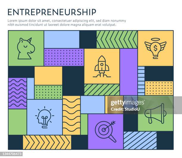 bauhaus style entrepreneurship infographic template - baumhaus stock illustrations