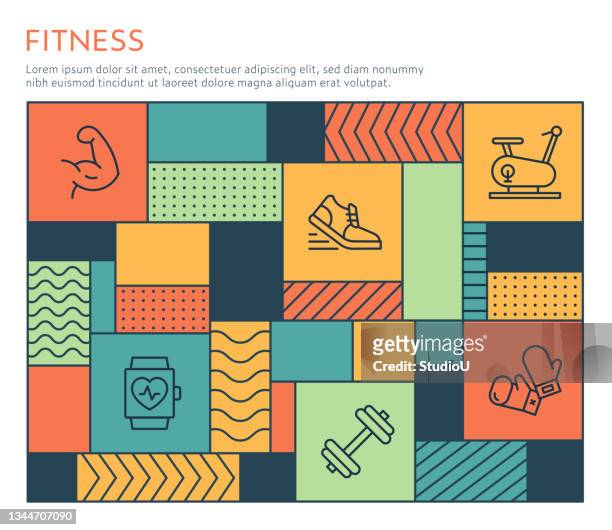 bauhaus style fitness infographic template - exercise pill stock illustrations