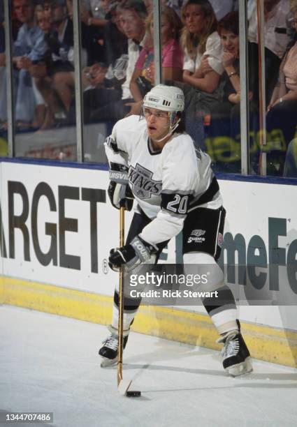 Luc Robitaille from Canada and Left Wing for the Los Angeles Kings in motion on the ice during the NHL Clarence Campbell Conference, Smythe Division...