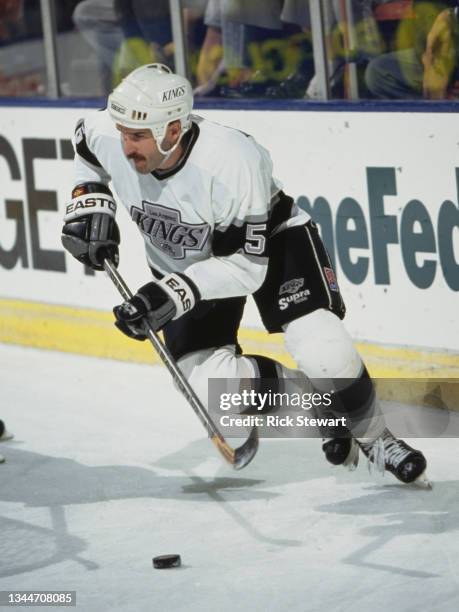 Tim Watters from Canada and Defenseman for the Los Angeles Kings in motion on the ice during the NHL Clarence Campbell Conference, Smythe Division...