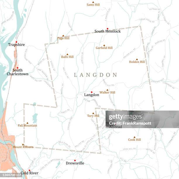 nh sullivan langdon vector road map - dover new hampshire stock illustrations