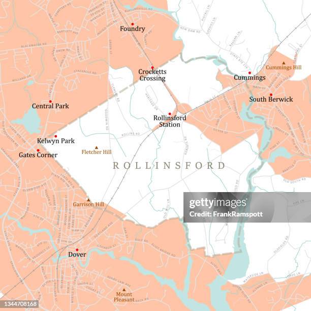 nh strafford rollinsford vector road map - dover new hampshire stock illustrations