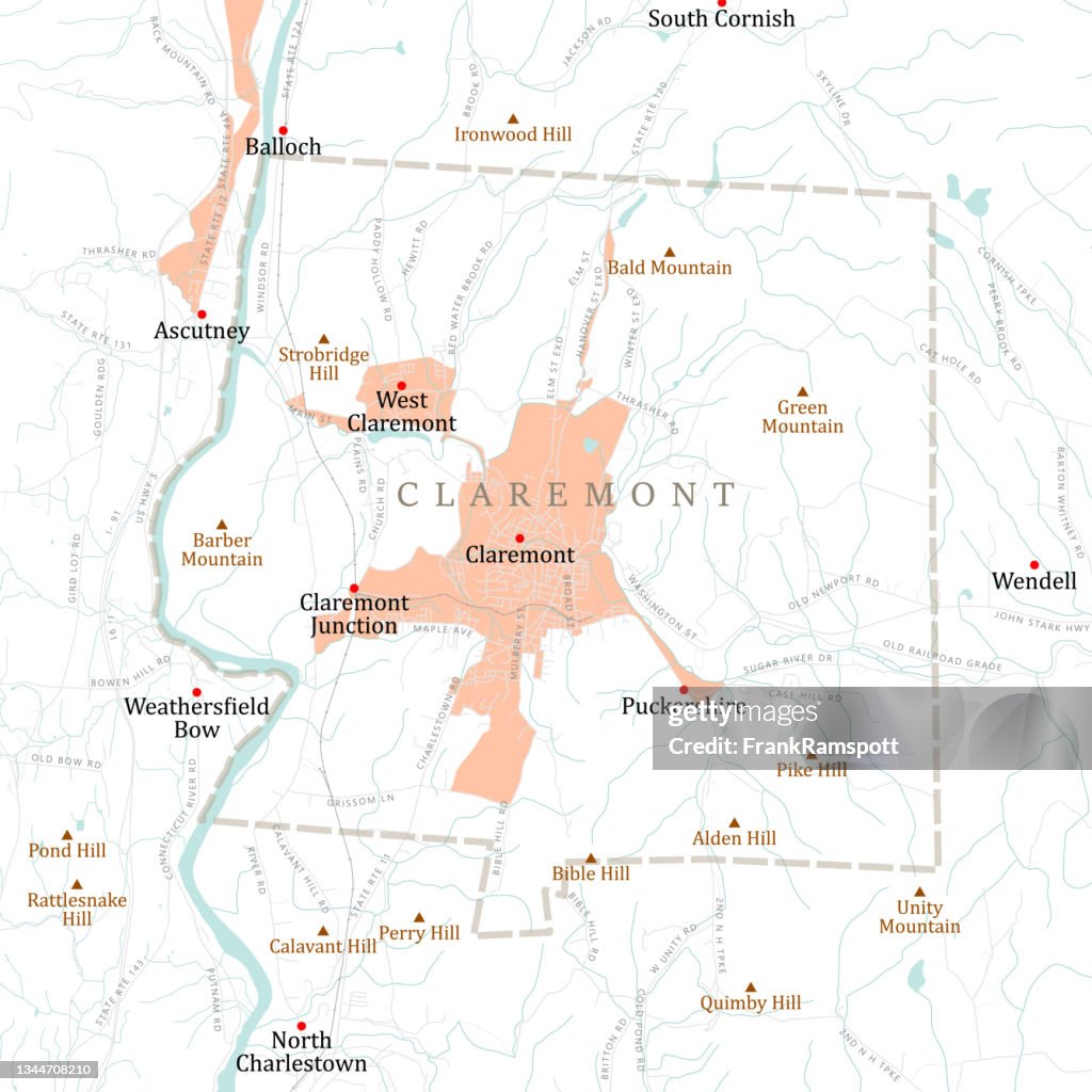 NH Sullivan Claremont Vector Road Map