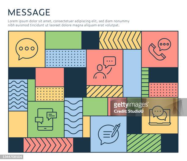 bauhaus style message infographic template - emoji iphone stock illustrations