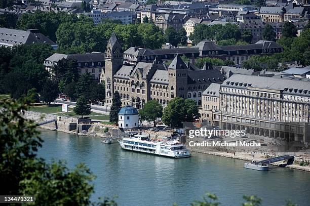 view from ehrenbreitstein fortress, koblenz, rhineland-palatinate, germany, europe - michael mucha ストックフォトと画像