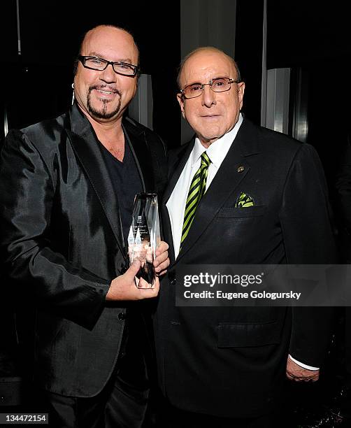 Desmond Child and Clive Davis attend the Esquire Apartment benefit event hosted by City of Hope at 16 Main Street - DUMBO on December 1, 2011 in New...