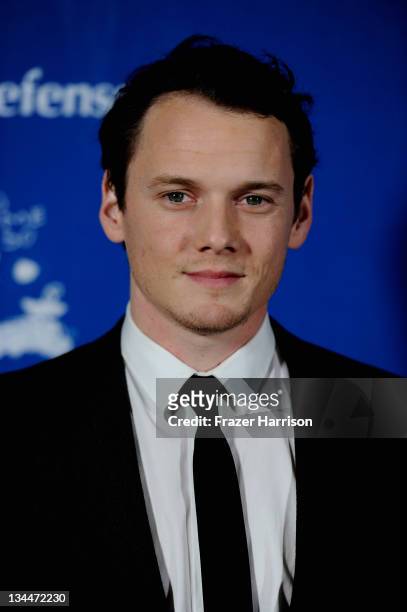 Actor Anton Yelchin arrives at The Children's Defense Fund's 21st Annual Beat The Odds Awards at Beverly Hills Hotel on December 1, 2011 in Beverly...