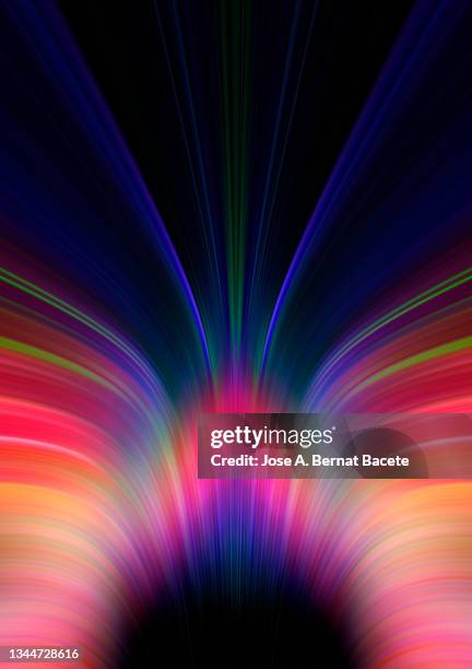 abstract background with multicolored light trails of wavy shapes. - spread imagens e fotografias de stock