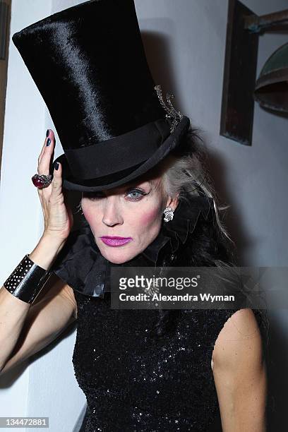 Daphne Guinness attends the Phillips De Pury dinner and dancing hosted by Simon de Pury at Cecconi's Soho Beach House Miami on December 1, 2011 in...