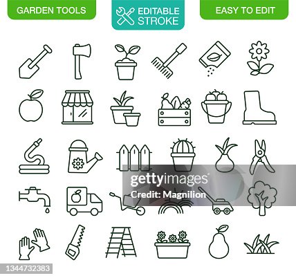 Gardening tools icons Editable Stroke Gardening tools icons Editable Stroke