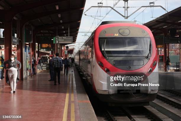 Passengers wait on one of the platforms at Chamartin station during the third day of the Renfe train drivers' strike on October 4 in Madrid, Spain....