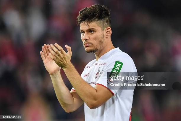 Jorge Mere of Koeln during the Bundesliga match between 1. FC Köln and SpVgg Greuther Fürth at RheinEnergieStadion on October 1, 2021 in Cologne,...