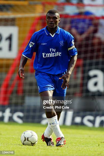 Marcel Desailly of Chelsea in action during the FA Barclaycard Premiership match between Charlton Athletic v Chelsea played at The Valley Stadium in...