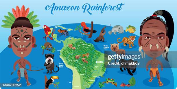 stockillustraties, clipart, cartoons en iconen met amazon natives - anteater