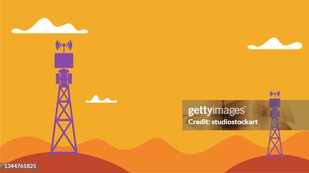 stockillustraties, clipart, cartoons en iconen met 5g concept.transmission cellular tower antenna - lucht en ruimtevaartingenieur