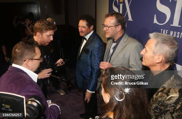 The producers read the reviews at the opening night after party for the new musical "Six" on Broadway at Pier 60/Chelsea Piers on October 3, 2021 in...