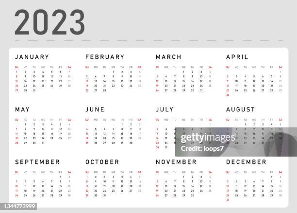 calendar 2023 vector illustration template. week starts on sunday, - calendario 幅插畫檔、美工圖案、卡通及圖標