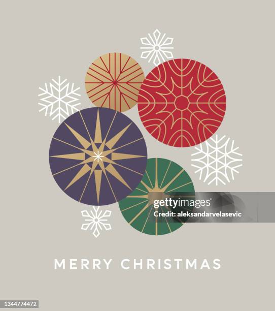 ilustrações de stock, clip art, desenhos animados e ícones de modern graphic christmas card - decoração de natal