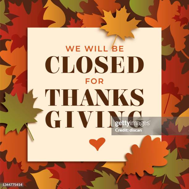 ilustrações de stock, clip art, desenhos animados e ícones de thanksgiving, we will be closed sign. - happy thanksgiving banner