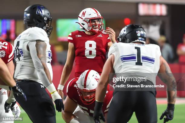 Quarterback Logan Smothers of the Nebraska Cornhuskers prepares to take the snap against the Northwestern Wildcats in the second half at Memorial...