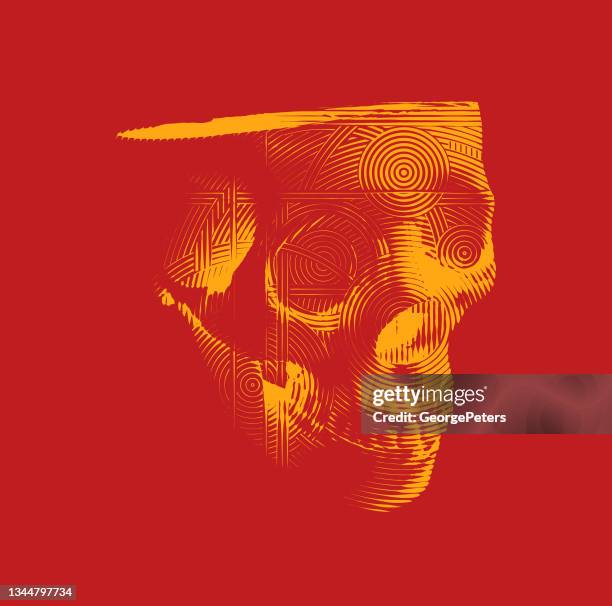 spooky skull - burn scar stock illustrations