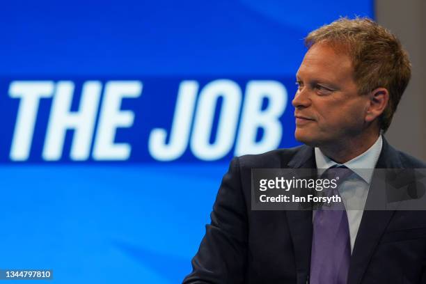 Grant Shapps MP, Secretary of State for Transport sits in discussion with broadcaster Iain Dale during the Conservative Party Conference at...