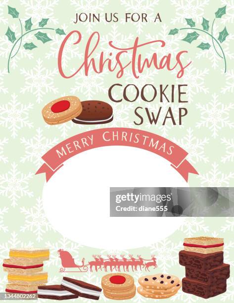 christmas cookie exchange invitation template - christmas cooking stock illustrations