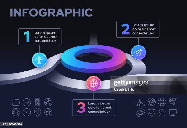 3d infographic path design - three objects 幅插畫檔、美工圖案、卡通及圖標