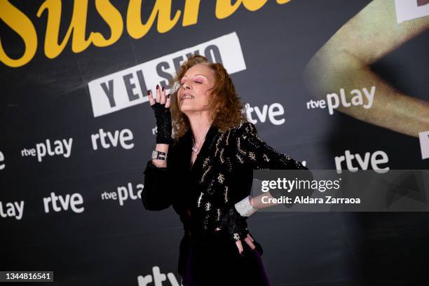 Spanish actress and singer Susana Estrada poses at "Susana Y El Sexo" presentation at Cines Renoir Princesa on October 04, 2021 in Madrid, Spain.