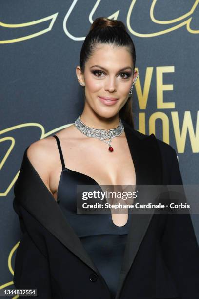 Iris Mittenaere attends the Etam Womenswear Spring/Summer 2022 show as part of Paris Fashion Week at Opera Garnier on October 04, 2021 in Paris,...