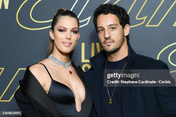 Iris Mittenaere and Diego El Glaoui attend the Etam Womenswear Spring/Summer 2022 show as part of Paris Fashion Week at Opera Garnier on October 04,...