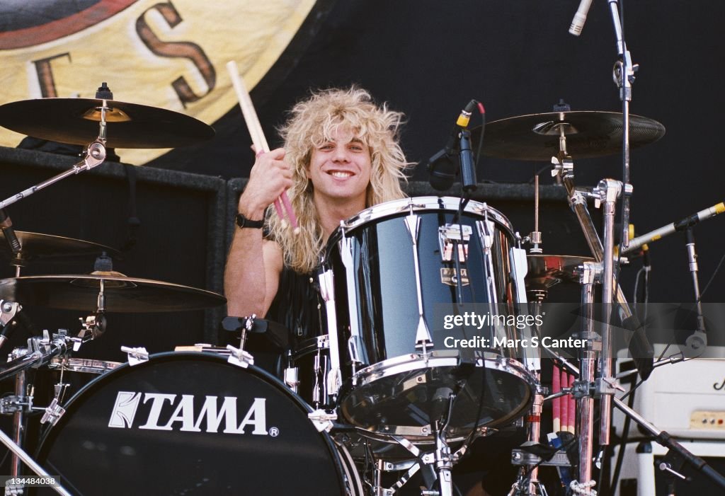 Drummer Steven Adler of the rock group 'Guns n' Roses' during... News