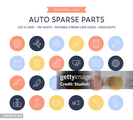 Auto Sparse Parts Thin Line Icon Collection Auto Sparse Parts Thin Line Icon Collection