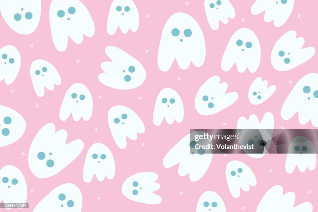 Halloween cute ghosts illustration pattern