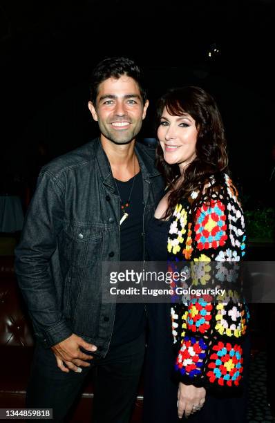 Actor Adrian Grenier and Lori Levine van Arsdale attend CoinGeek Cocktail Party at Gustavino's on October 04, 2021 in New York City.
