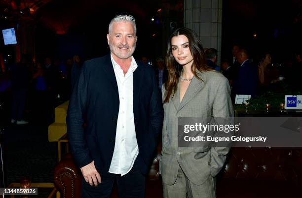 Executive Producer, CoinGeek Conferences Calvin Ayre and actress and model Emily Ratajkowski attend CoinGeek Cocktail Party at Gustavino's on October...