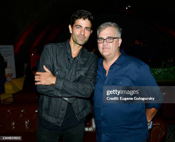 Actor Adrian Grenier and Editor in Chief CoinGeek Tom Abrahamsen attend CoinGeek Cocktail Party at Gustavino's on October 04, 2021 in New York City.