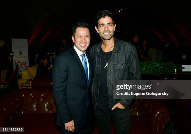 Founding President, Bitcoin Association & Moderator of Conference Jimmy Ngyuen and actor Adrian Grenier attend CoinGeek Cocktail Party at Gustavino's...