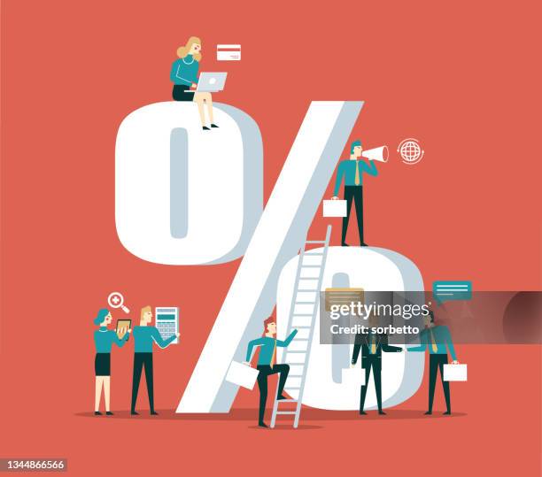marketing team offering a great deal - percentage sign stock illustrations