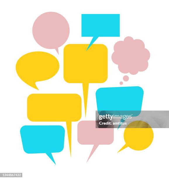 ilustraciones, imágenes clip art, dibujos animados e iconos de stock de grupo de habla - globo texto