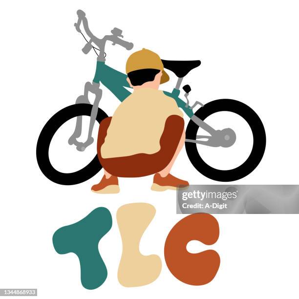 fixing my first bicycle flat design - squat exercise stock illustrations