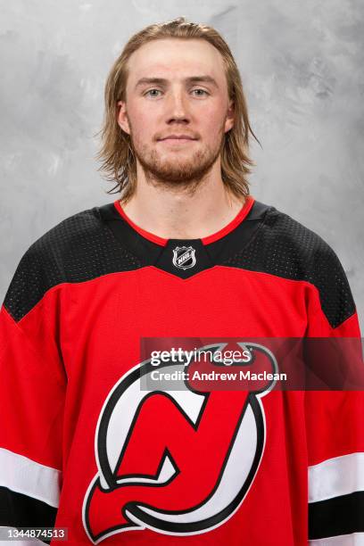 U2013 September 24: Mackenzie Blackwood of the New Jersey Devils poses for his official headshot for the 2021-2022 season on September 24, 2021 at...