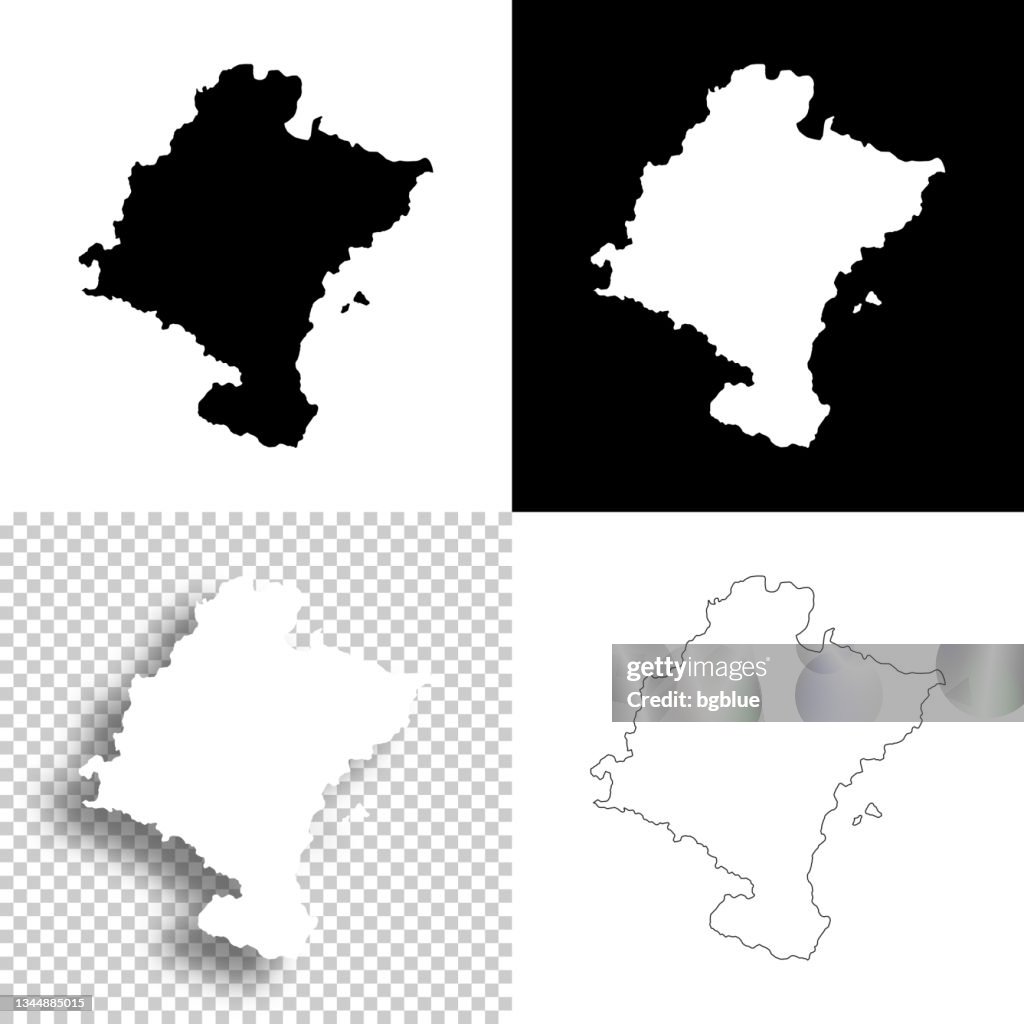 Navarre maps for design. Blank, white and black backgrounds - Line icon
