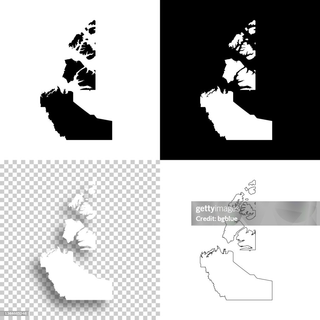 Northwest Territories maps for design. Blank, white and black backgrounds - Line icon