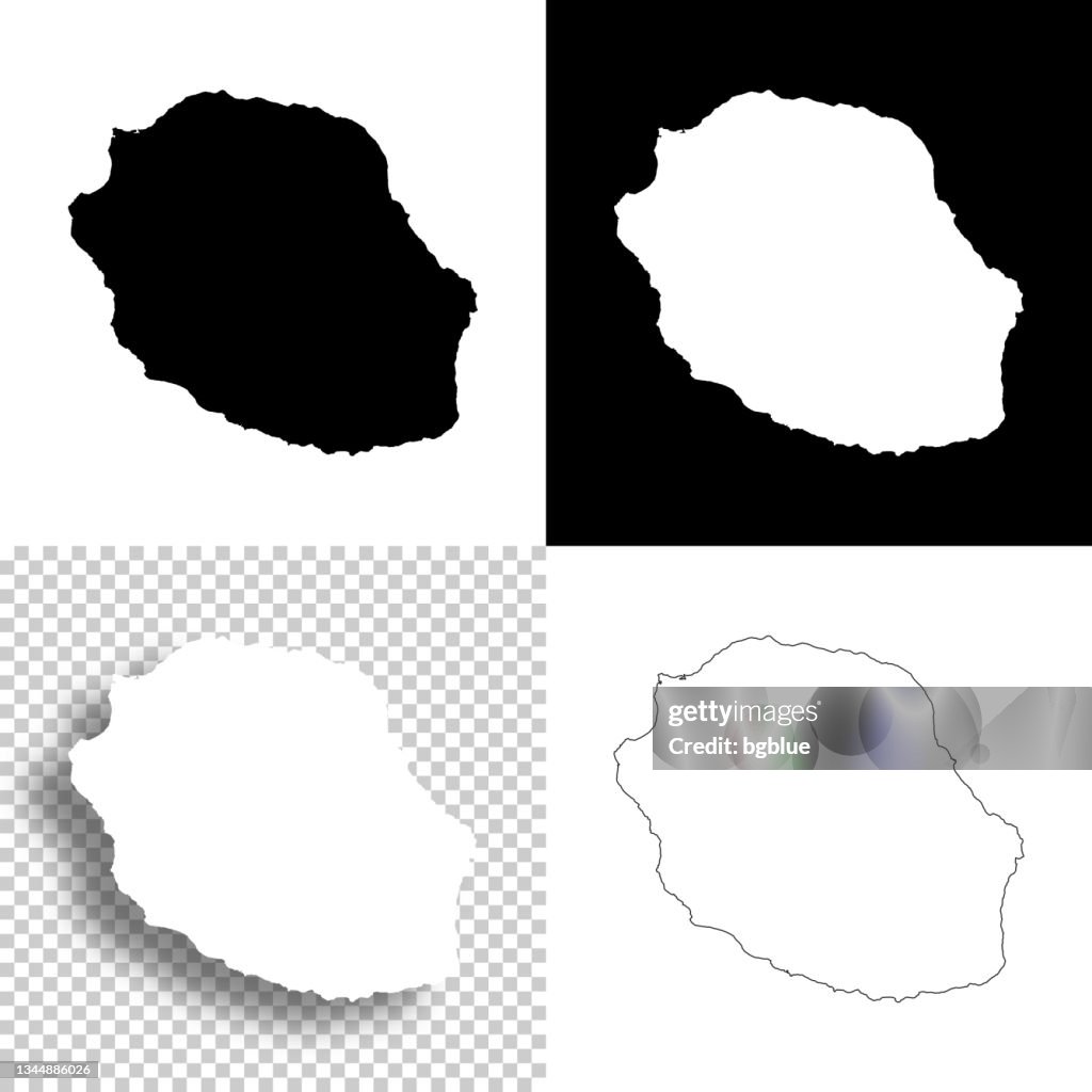 Reunion maps for design. Blank, white and black backgrounds - Line icon
