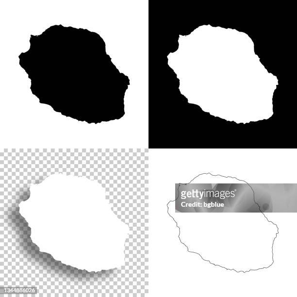 reunion maps for design. blank, white and black backgrounds - line icon - la reunion stock illustrations