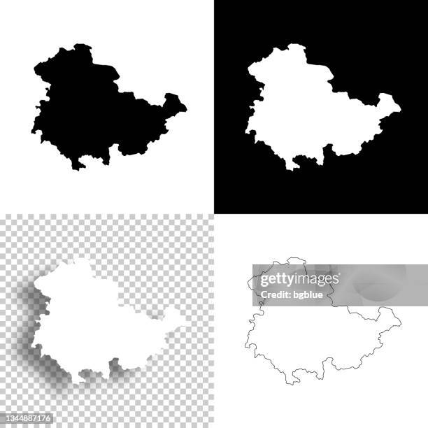 stockillustraties, clipart, cartoons en iconen met thuringia maps for design. blank, white and black backgrounds - line icon - thuringia