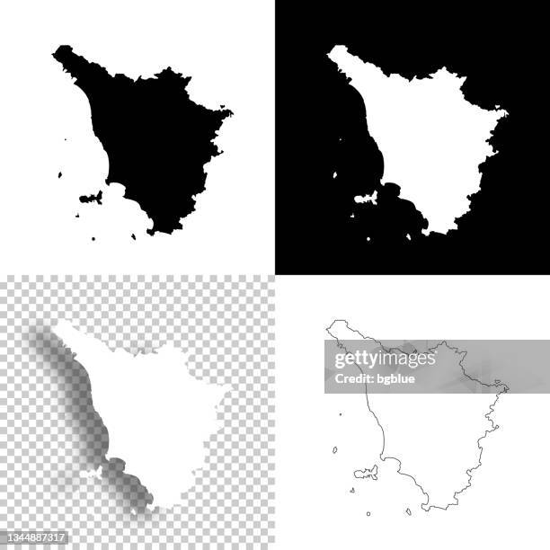 tuscany maps for design. blank, white and black backgrounds - line icon - florence italy stock illustrations