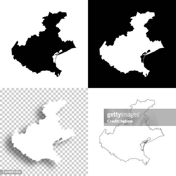 veneto maps for design. blank, white and black backgrounds - line icon - veneto map stock illustrations